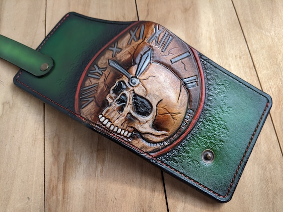  Men's 3D Genuine Leather Wallet, Hand-Carved, Hand