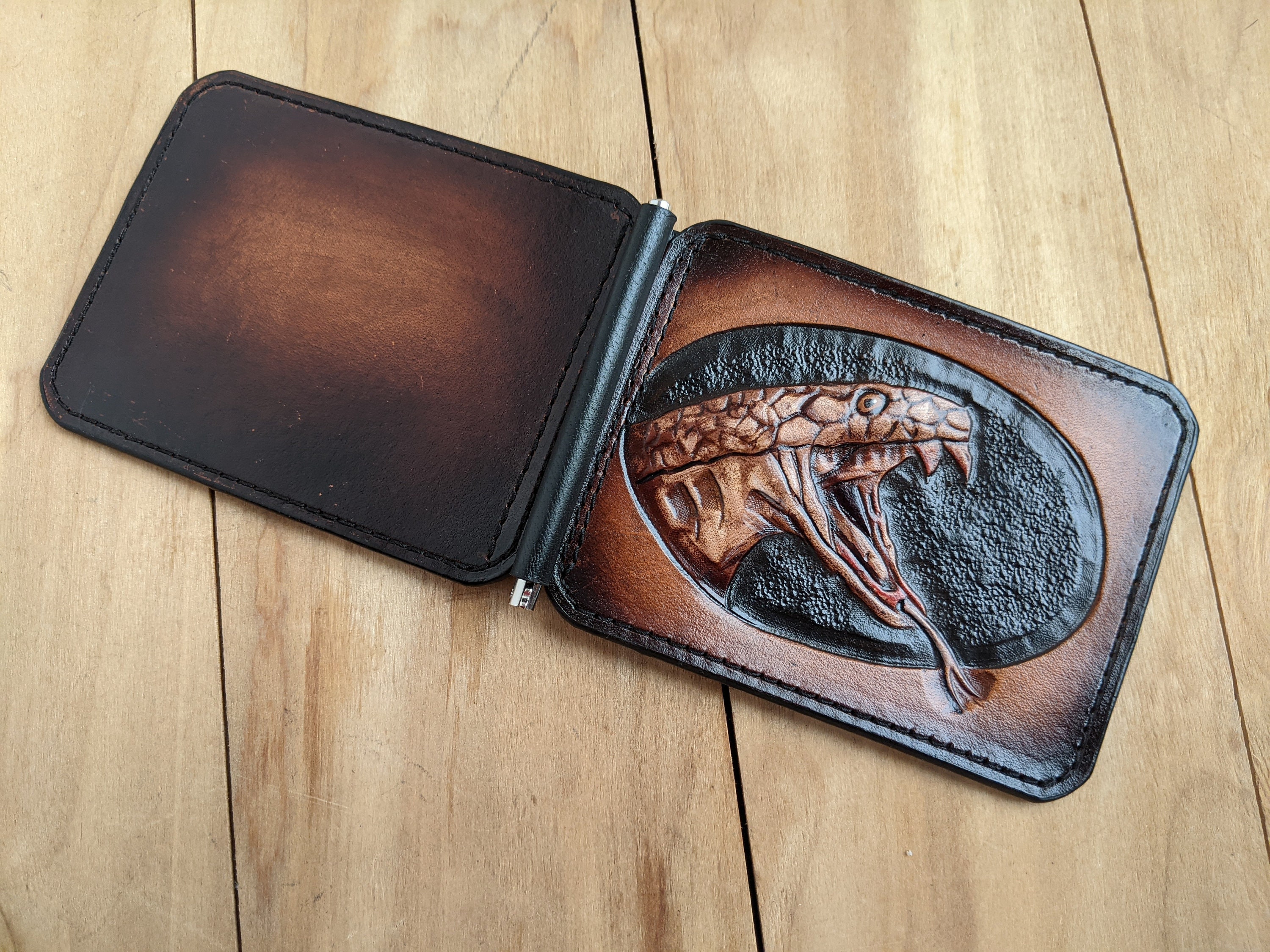 Biker wallet Snake Cobra Genuine Leather wallet Men's Etsy