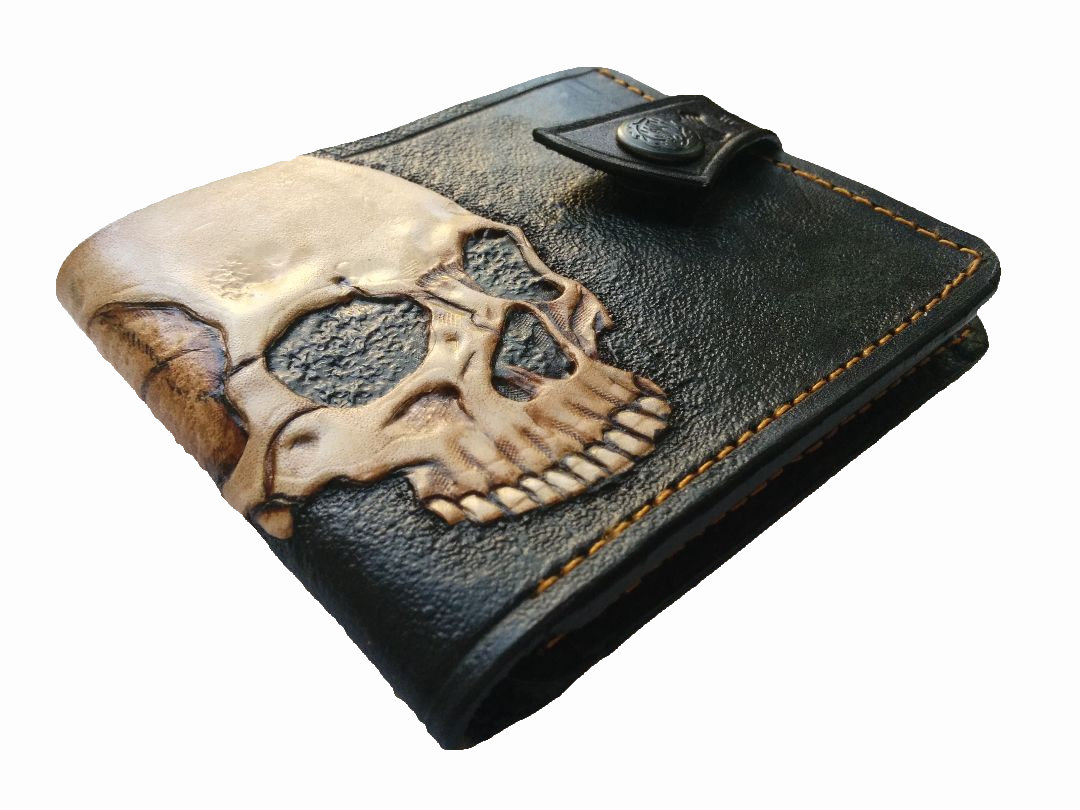 Skull wallet Skeleton Genuine Leather wallet Men's | Etsy