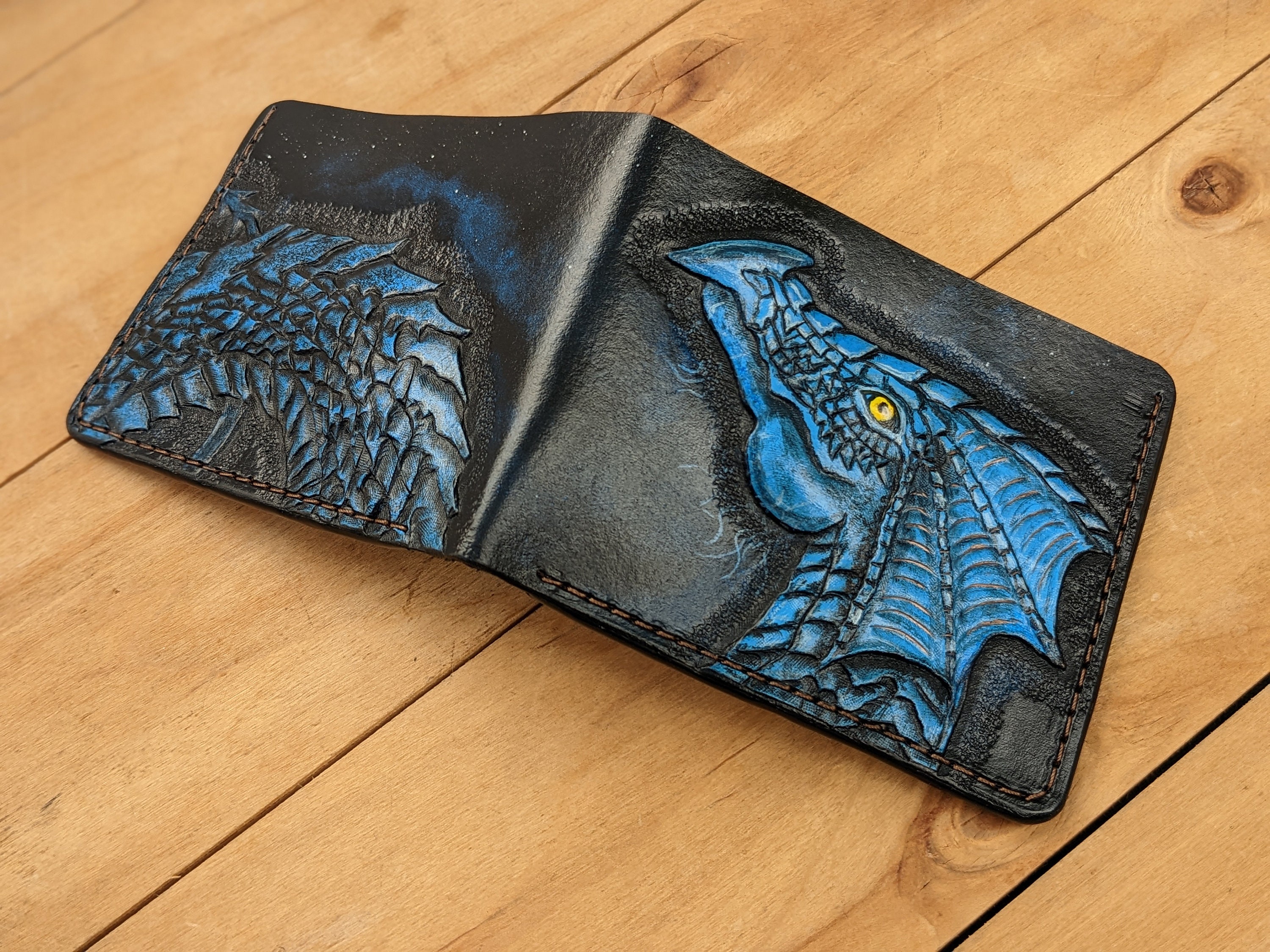 Dragon grimoire - A5 book, veg tanned leather. Embossed and toned by hand.