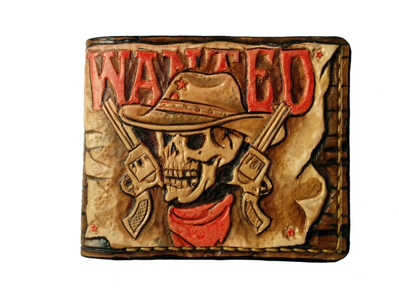 Gangster Gun Pistol Cowboy Skull Wanted Revolver Genuine