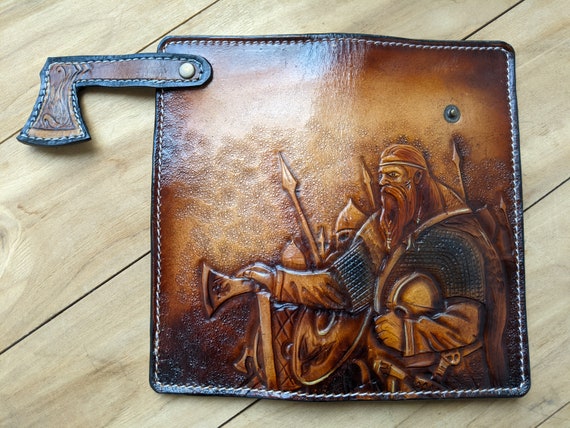 Customized Leather Handmade Wallet Celtic Viking Warrior -  Israel