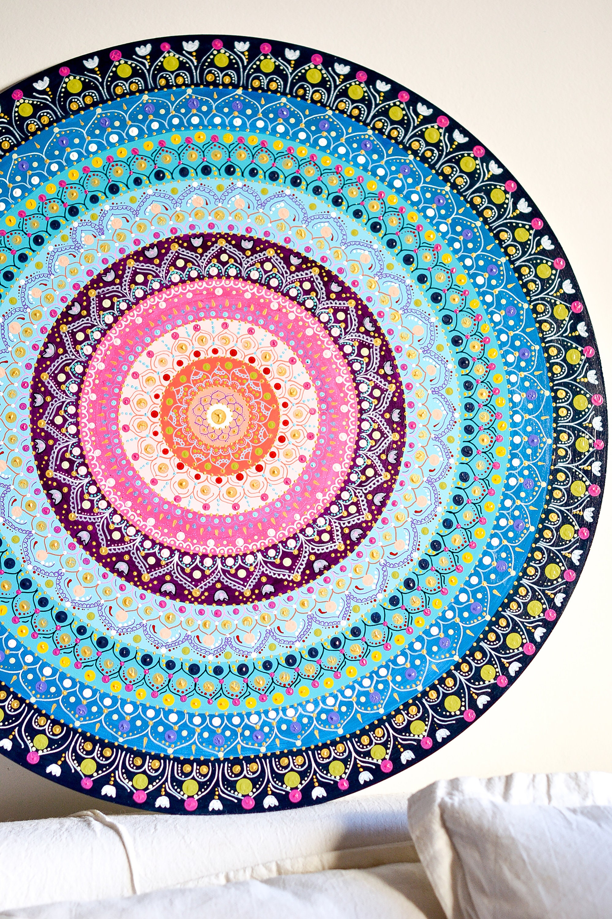 Mandala wall art. Original hand painted 24. Wall Decor. Etsy