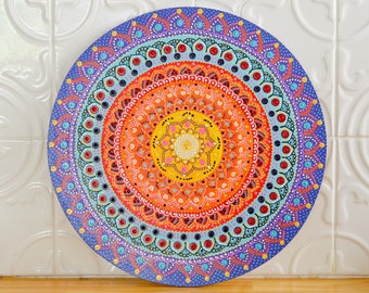 Mandala dot painting original, Yoga Room Decor, Boho wall decor. Mandala wall art. Mandala art painting