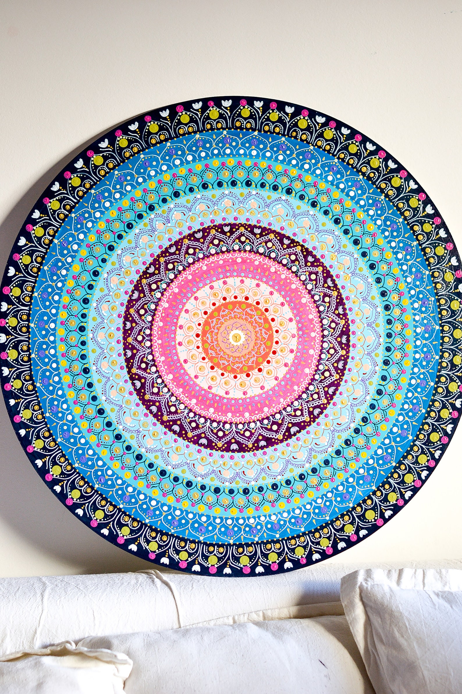 Mandala wall art. Original hand painted 24. Wall Decor. Etsy