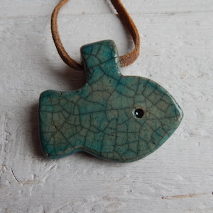 Ceramic pendant &quot;Blue fish&quot;, handmade jewelry, ceramics, gift, ethnos, talisman, for needlework,ceramic beads,Celtic,ancient,historical,clay