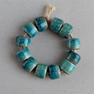 Set of 12 ceramic beads,Raku beads, ornaments,African,Raku ceramics,colorful beads,beads,for needlework,ethno decoration,blue beads,crackle
