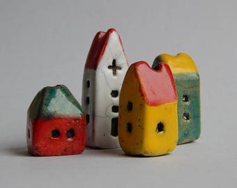 Keramik-Anhänger "Kleines Haus", kleines Haus, Perlen Haus, Keramik Perlen, Keramik Raku, handgemachte Perlen, Raku Hütten, Dekoration, Geschenk für Sie