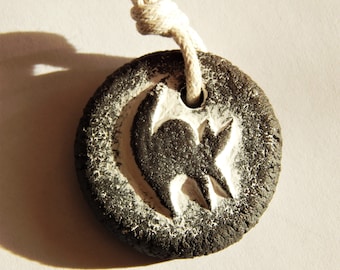 Keramik Medaillon "Schwarze Katze", Anhänger mit einer Katze, Haustiere, rustikalen Schmuck, Set für Handarbeit, Celtic, schwarze Medaille, Keramik Perlen, Keramik Schmuck