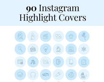 90 Blue Instagram Highlight Cover, Story Backgrounds, Icons, Canva Templates, Coach, Business