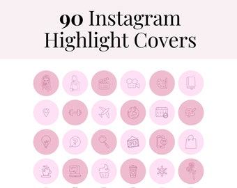 90 Pink Instagram Highlight Cover, Story Backgrounds, IG Icon Templates, Cute Canva Editable Story Images, Coach - Retail - Girl Boss