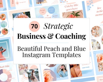 70 Peach Pastels Instagram Post Templates, Colorful Social Media Posts, Canva Templates, Cute, Retro, Blue, Pastels Aesthetic