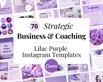 70 Purple Canva Instagram Templates, Social Media Post Designs, Purple Aesthetic Branding, Business, Coaching, Canva Post Templates