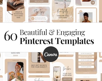 Pinterest Pin Templates, Pinterest Pins Canva, Beige Pinterest Branding, Pinterest Marketing, Beauty, Pinterest Templates for Products