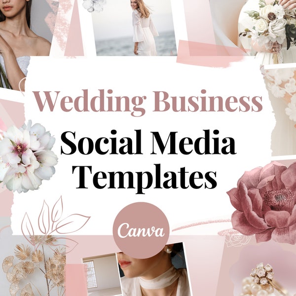 100 Wedding Business Instagram Templates, Social Media Templates, Photographer, Designer, Elegant Bridal, Canva Templates