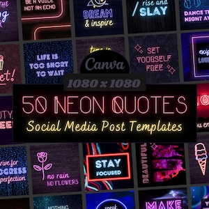 50 modèles de publications Instagram Neon Quote : Réseaux sociaux Canva
