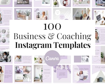 100 Lilac Coaching Instagram Templates, Social Media Templates, Female Coach, Entrepreneur, Purple, Canva Templates