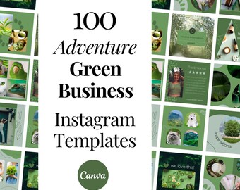 100 Adventure Green Instagram Templates for Canva, Travel Blogger, Travel Agent, Social Media Posts, Canva Templates