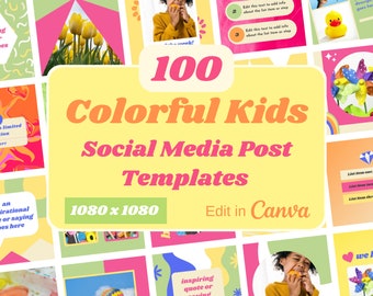 100 Colorful Kids Social Media Posts, Children Instagram Templates,  Teacher, Childcare, Preschool, Education, Engagement Insta Posts