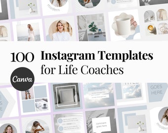 100 Life Coach Instagram Template, Life Coaching Instagram Posts, Minimal, Social Media Posts, Canva Templates