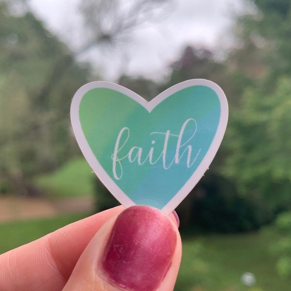 Mini Faith Heart Sticker / Waterproof Sticker for Car, Tablet, Laptop, Phone, Tumbler, Mug, Water Bottle, Journals / Stocking Stuffer Mom