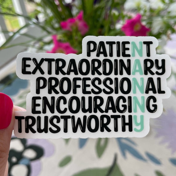 Nanny Sticker / Patient, Extraordinary, Professional, Encouraging, Trustworthy / Descriptive Nanny Sticker / Career Nanny Professional Nanny