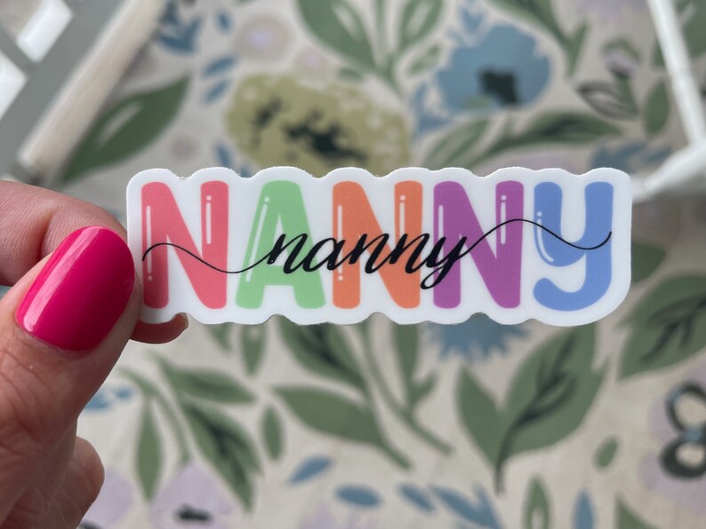 Nanny Lettering Nanny/nanny Rainbow Matte Sticker - Etsy