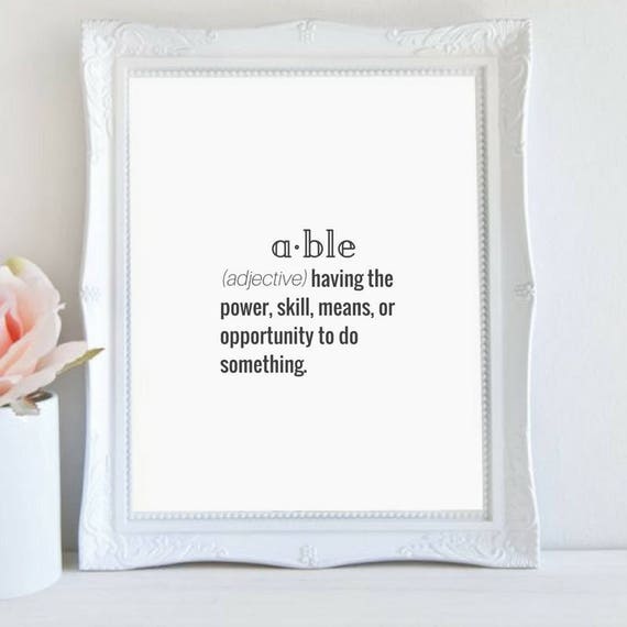 Able Word And Definition Downloadable Print For Home Etsy