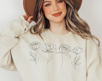 Flower Sweatshirt, Flower Hoodie, Women Hoodie, Sweatshirts Hoodies,Plus Size,Flower Girl Gifts, Floral Gift, Girlfriend Gift