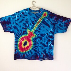 Tie Dye Guitar Tee Shirt one of a kind hand dyed rock concert air guitar T-Shirt size 3XL