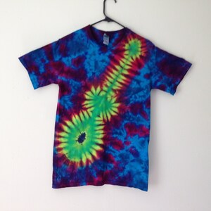 Tie Dye Guitar Tee Shirt one of a kind hand dyed rock concert air guitar T-Shirt size S