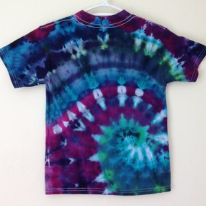 Tie Dye Tee Shirt for boys or girls ice dyed in green blue purple Child Size L