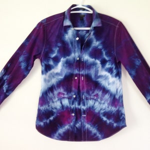 Ice Dyed Tuxedo Shirt Long Sleeve Button Down Tie Dye Shirt size S / XS