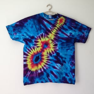 Tie Dye Guitar Tee Shirt one of a kind hand dyed rock concert air guitar T-Shirt size XL