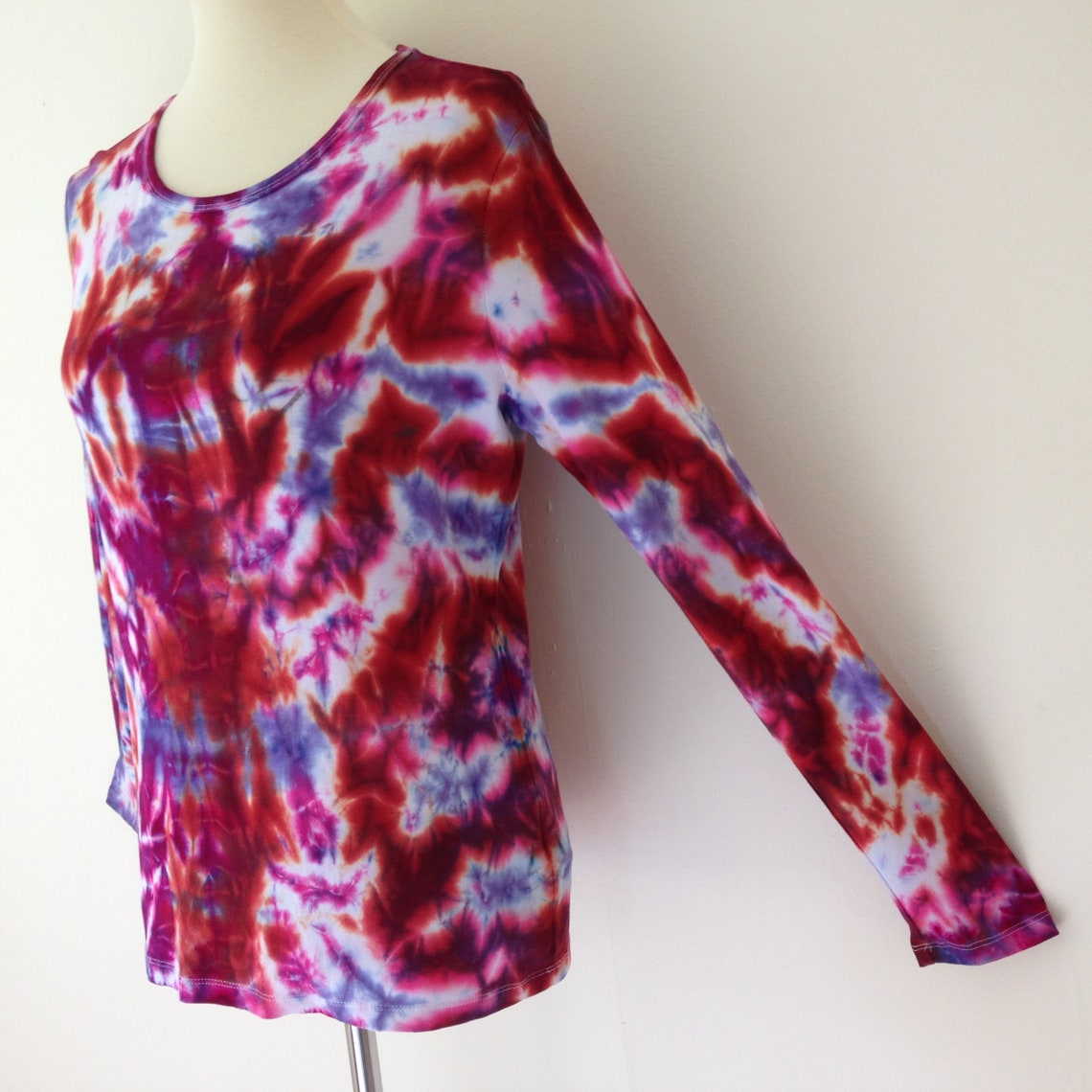 Tie Dye Long Sleeve Tee Shirt Scoop Neck Top hand dyed mix of | Etsy