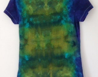 アイスダイTシャツ ディープVネック タイダイトップ サイズS