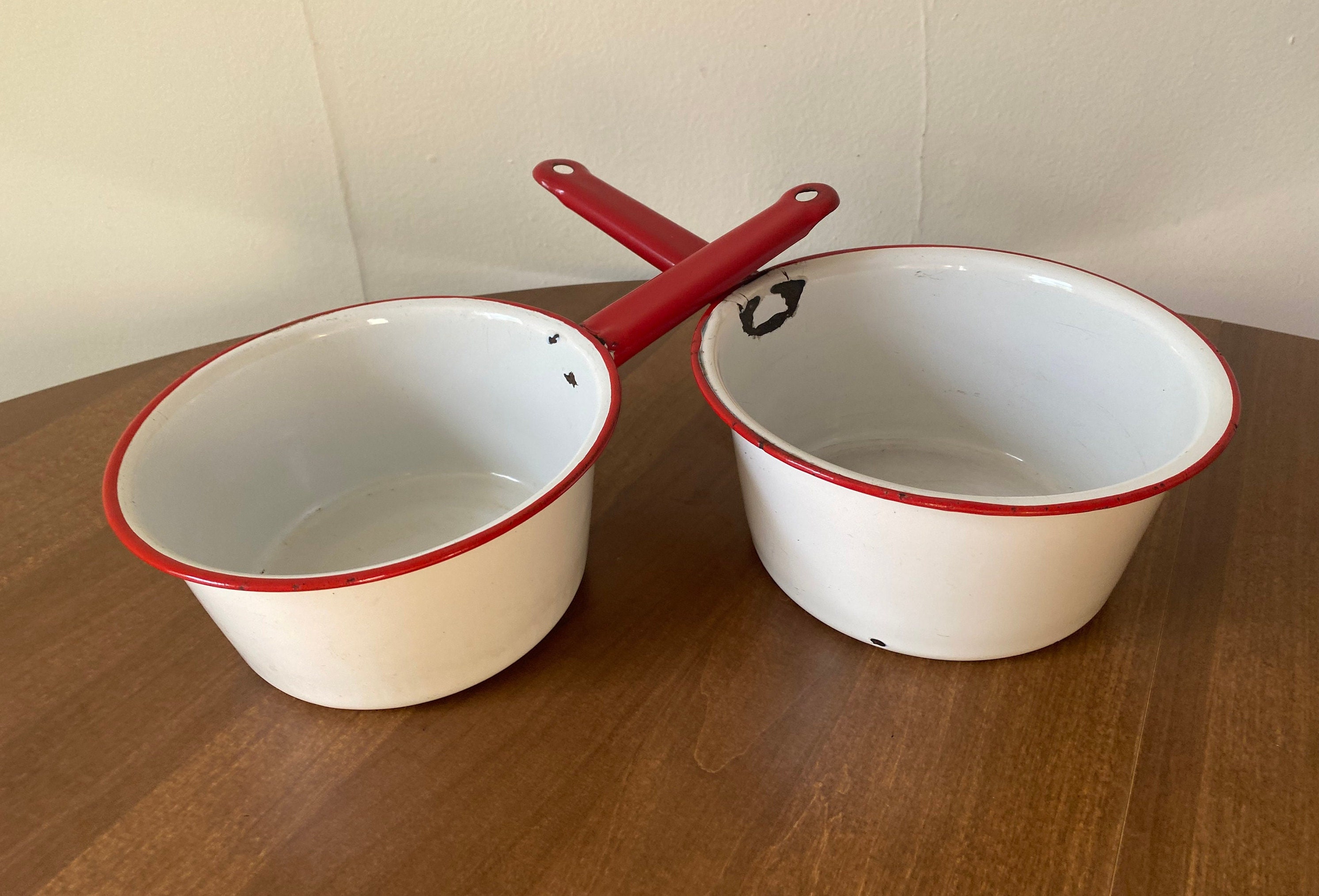 Retro Floral Enamel Cookware Set Sauce Pots Pans Vtg Kitchen enamelwar