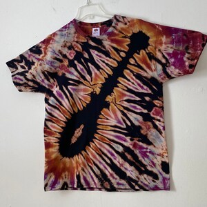 Tie Dye Guitar Tee Shirt one of a kind hand dyed rock concert air guitar T-Shirt size L