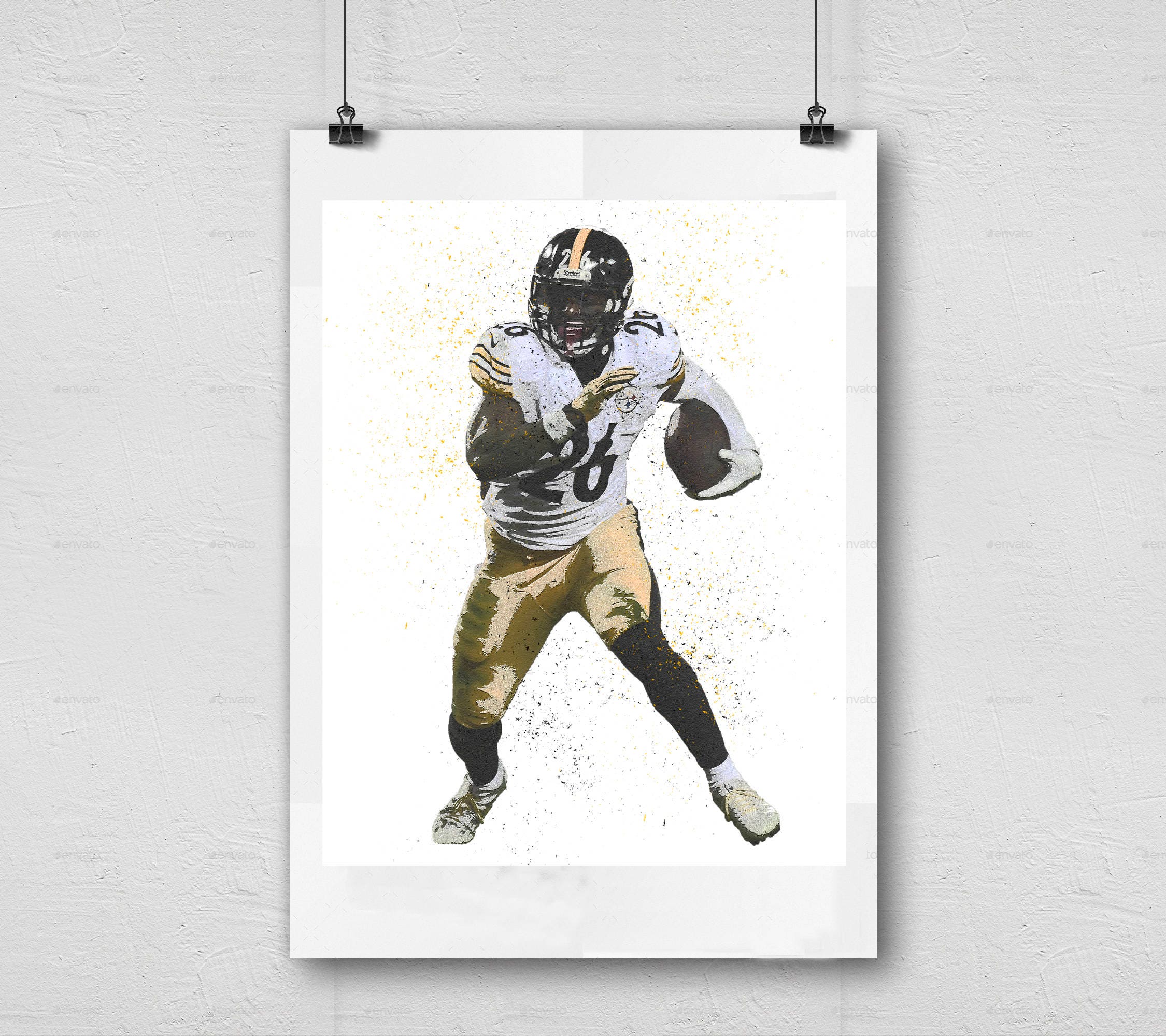 Le'Veon Bell Pittsburgh Steelers NFL Football Printable Wall Decor,  Photography Sports Art, Man Cave