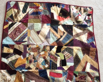 Crazy Quilt 1888-89, aksamitny jedwab, doskonały stan