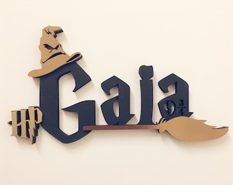 Harry Potter style wooden name