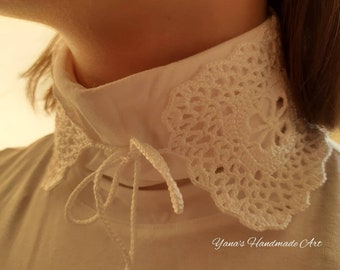 White cotton collar, Romantic lace collar, Detachable collar, Lace collar, Detachable collar for woman, Choker collar, Crochet collar