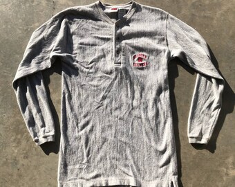 Vtg OU Sooners Henley Shirt Iron Knights Athletics Gray Cotton Long sleeve 90s00s Sz S