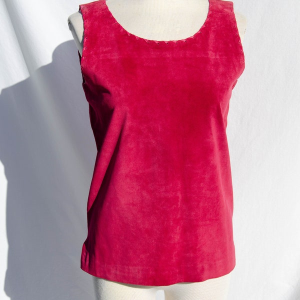 Yves Saint Laurent Pink Wildleder Vintage 1990er/80er Whipstitch Deadstock Ärmelloses Tank Top