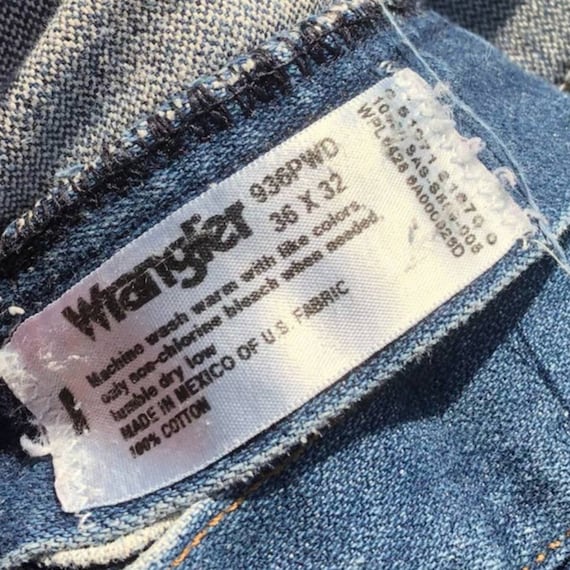 Wrangler Blue Jeans Worn in Thrashed Men's Carpen… - image 4