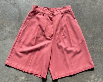 Vintage High Waist Shorts 90er Jahre Damen Bermuda Shorts Lachs Sommer Shorts Sz 8