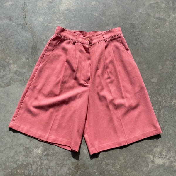 Vintage High Waist Shorts 90s Women's Bermuda Shorts Salmon Summer Shorts Sz 8