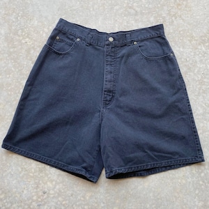 Vintage Denim Shorts 1990s Jort Shorts Black Cotton Denim Sz L/XL 34&quot; Waist