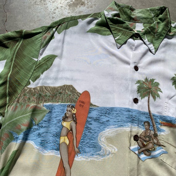 Vtg Hawaiian Shirt Tori Richards Beach Bikini Gir… - image 5