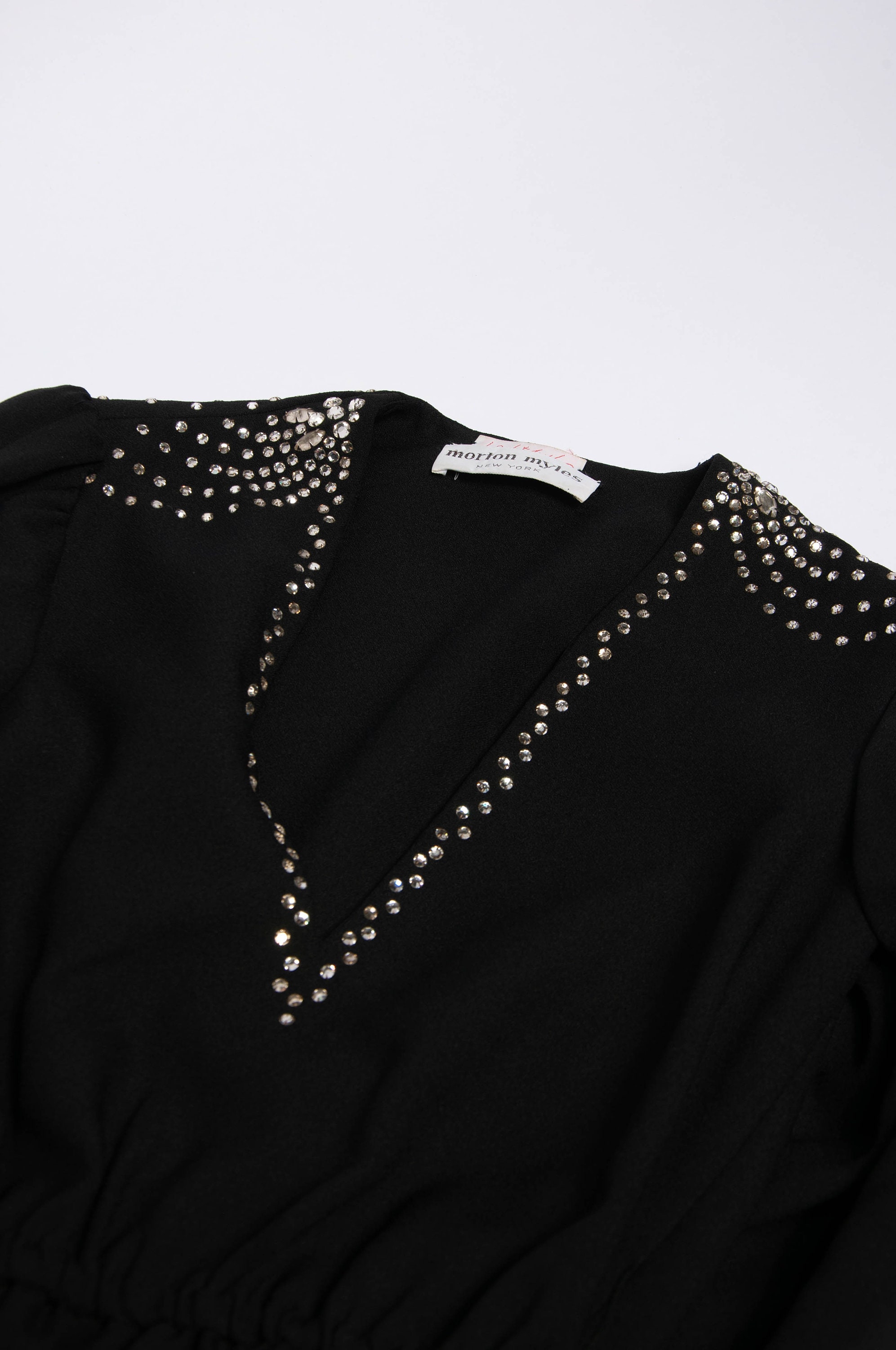 1980s Morton Myles Dramatic Ruffled and Bowed One Shoulder Dress